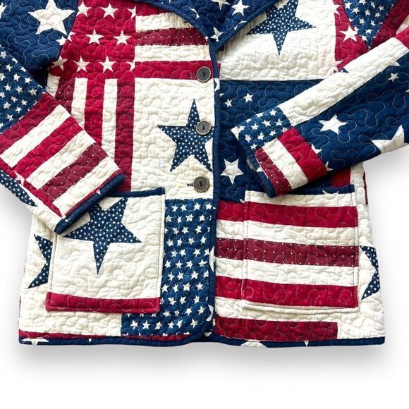 Ozark Mt Quilts American Flag Themed Patchwork Quilted Jacket Women's S - Picture 5 of 9